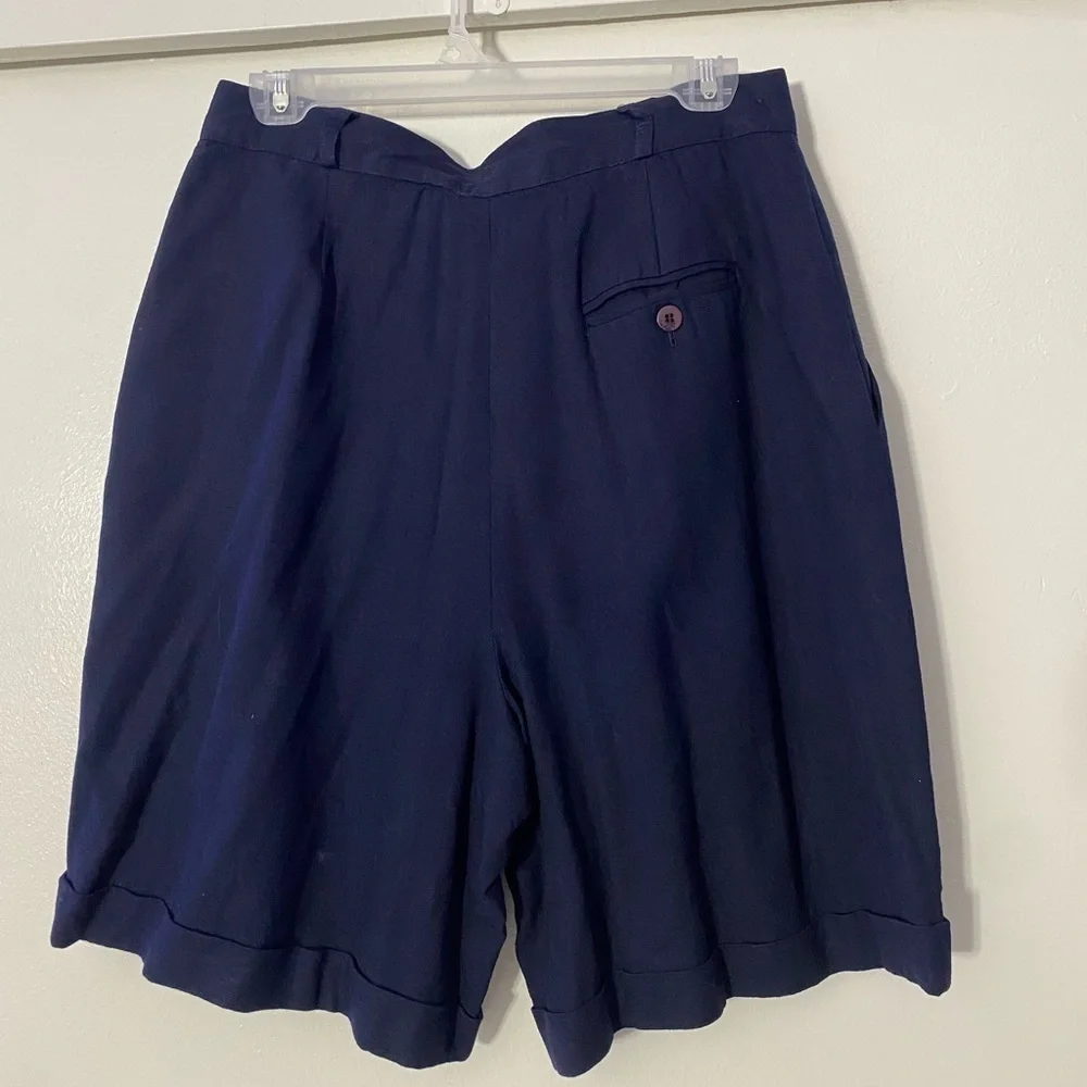 Jones New York Size 14 Navy High Waisted Vintage Baggy Bermuda Shorts